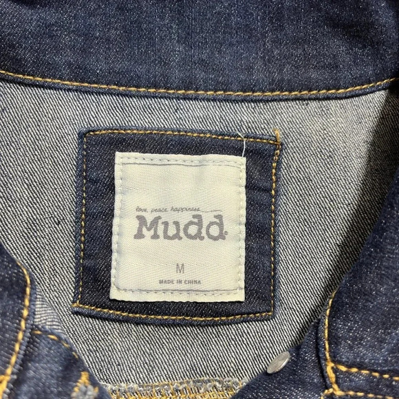 MUDD Vest Juniors Dark/Medium Wash Denim Distressed Size Medium Western Boho - Picture 5 of 10